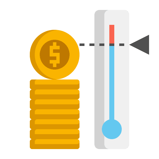 dollar coin and thermometer icon