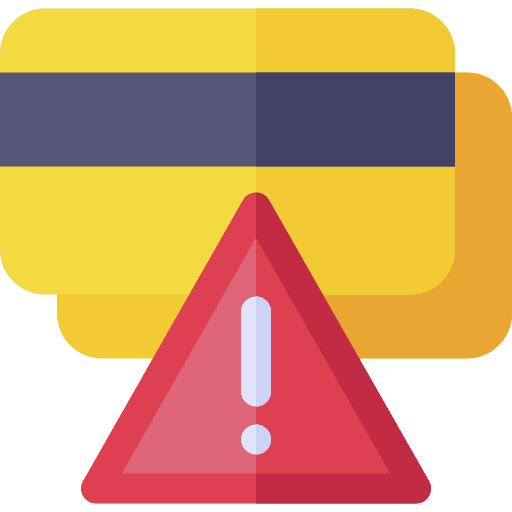 warning sign and credit card icon