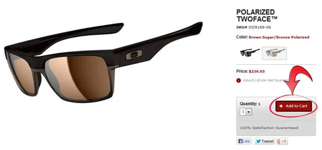Ordering from Oakley step 1