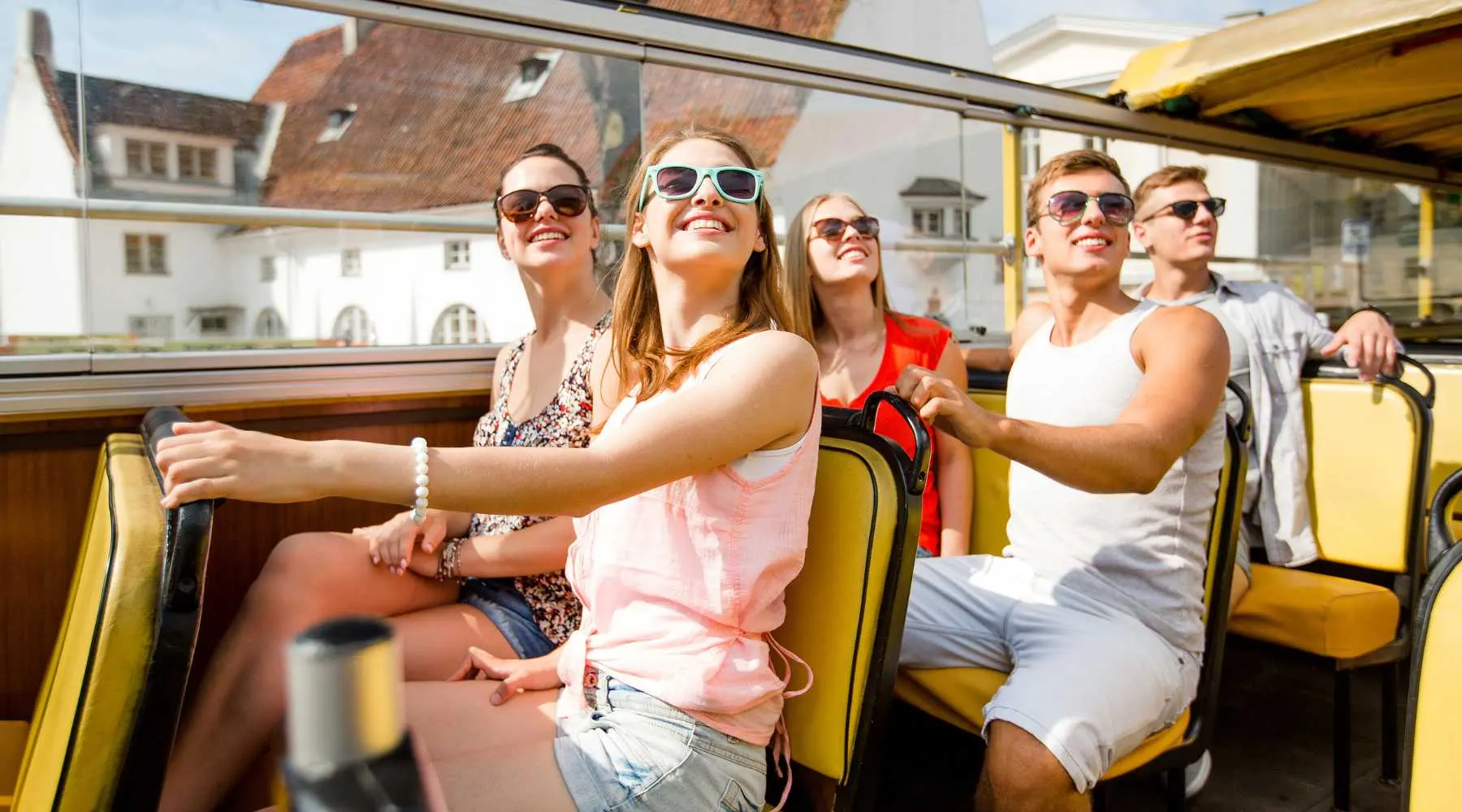 Young travellers on a bus