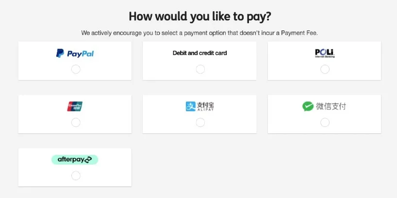 selecting afterpay
