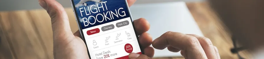 business flight booking on mobile
