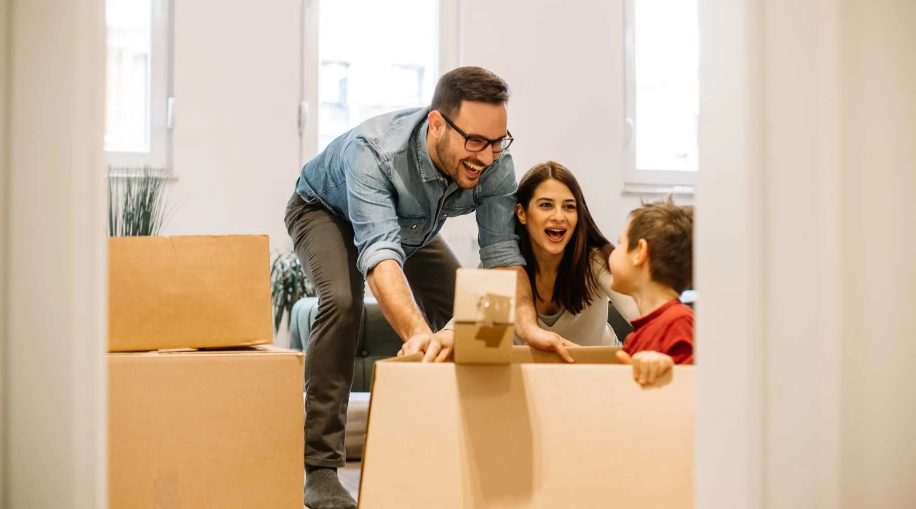 A family moving into a new apartment