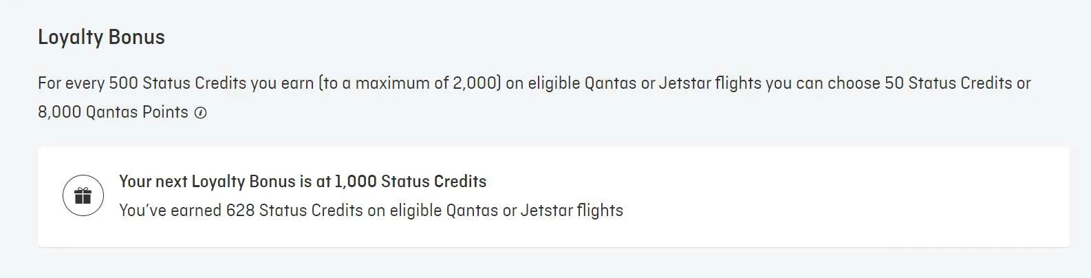 Example Loyalty bonus messaging on Qantas site