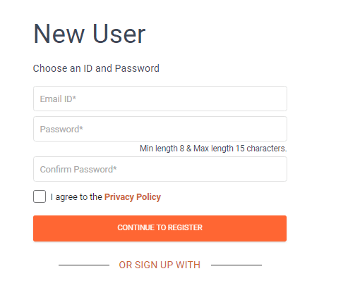 Enter a username and password to sign up.