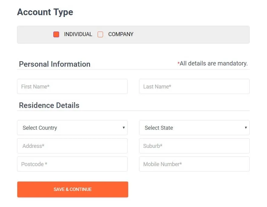 Type in your personal details