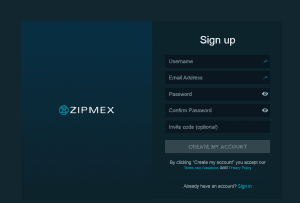 zipmex sign up page