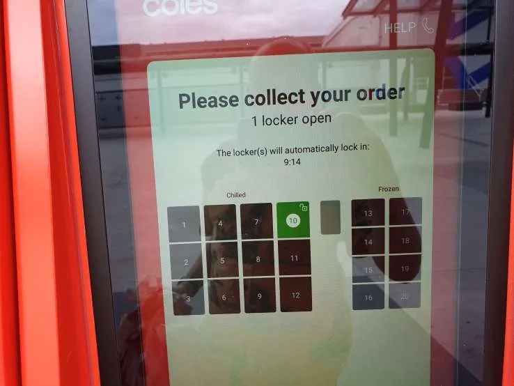 Coles Melbourne Aiport lockers access screen
