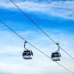 Cable cars on a clear day