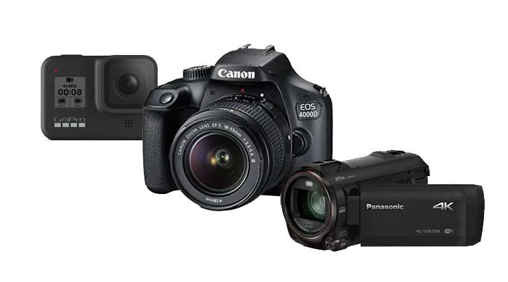 GoPro, Canon DSLR and Panasonic 4K camcorder