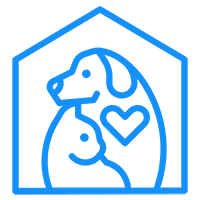 Pet house with dog and cat inside