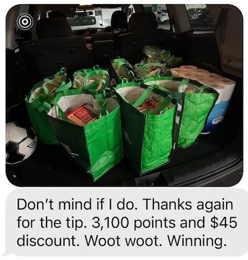 groceries in a boot of a car