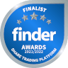 Finder Share Trading Satisfaction Finalist 2022 badge