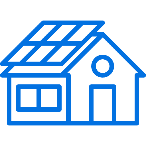 Small house with a solar panel at the roof