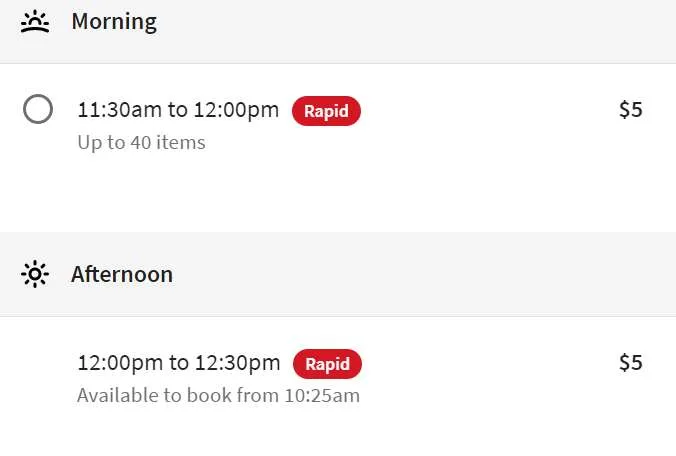 Coles Rapid Click&Collect pricing