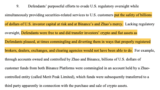 A copy of the SEC brief on their charges against Binance
