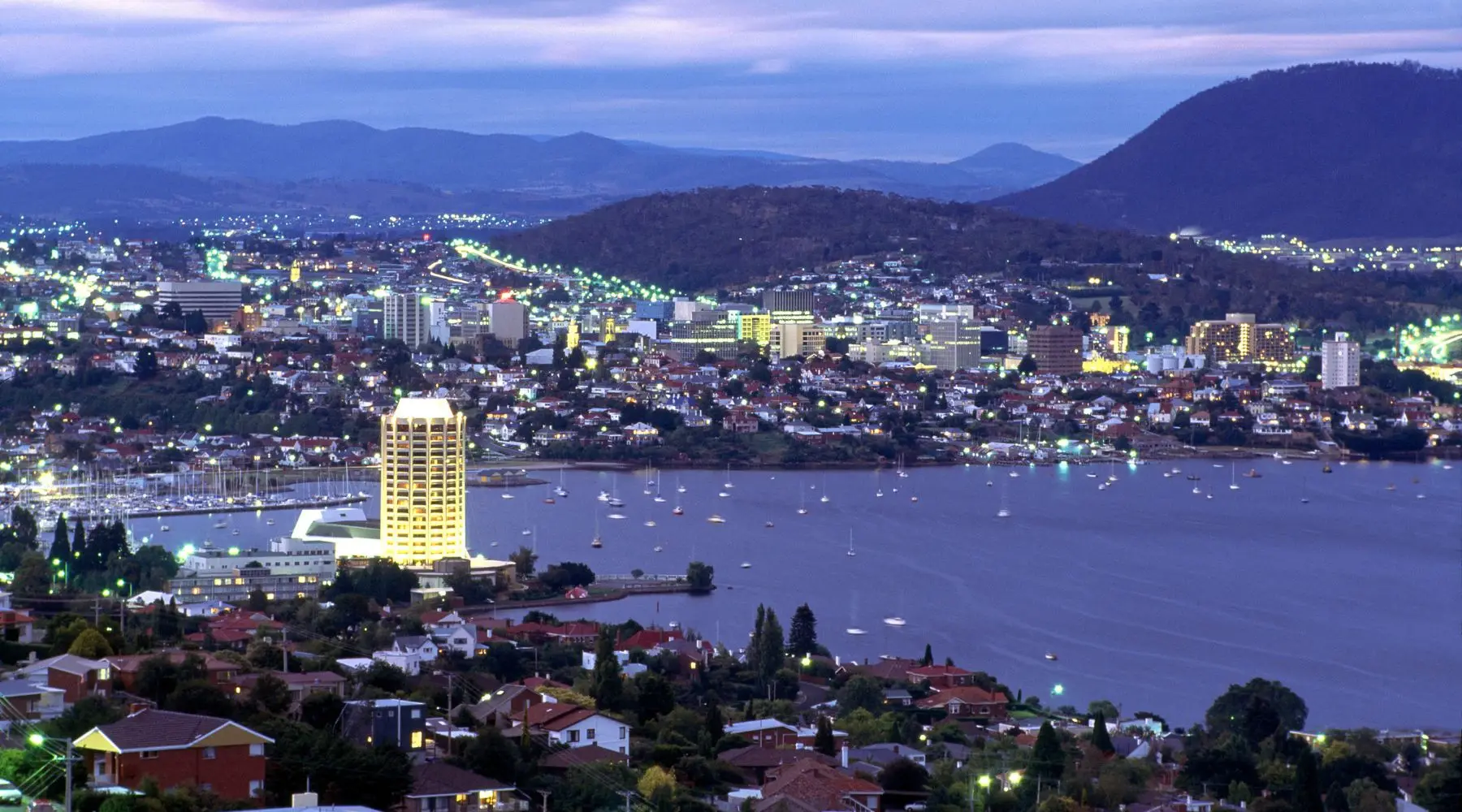 Hobart cityscape by night