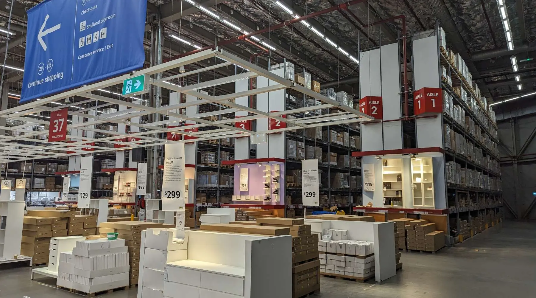 Warehouse area in an IKEA store