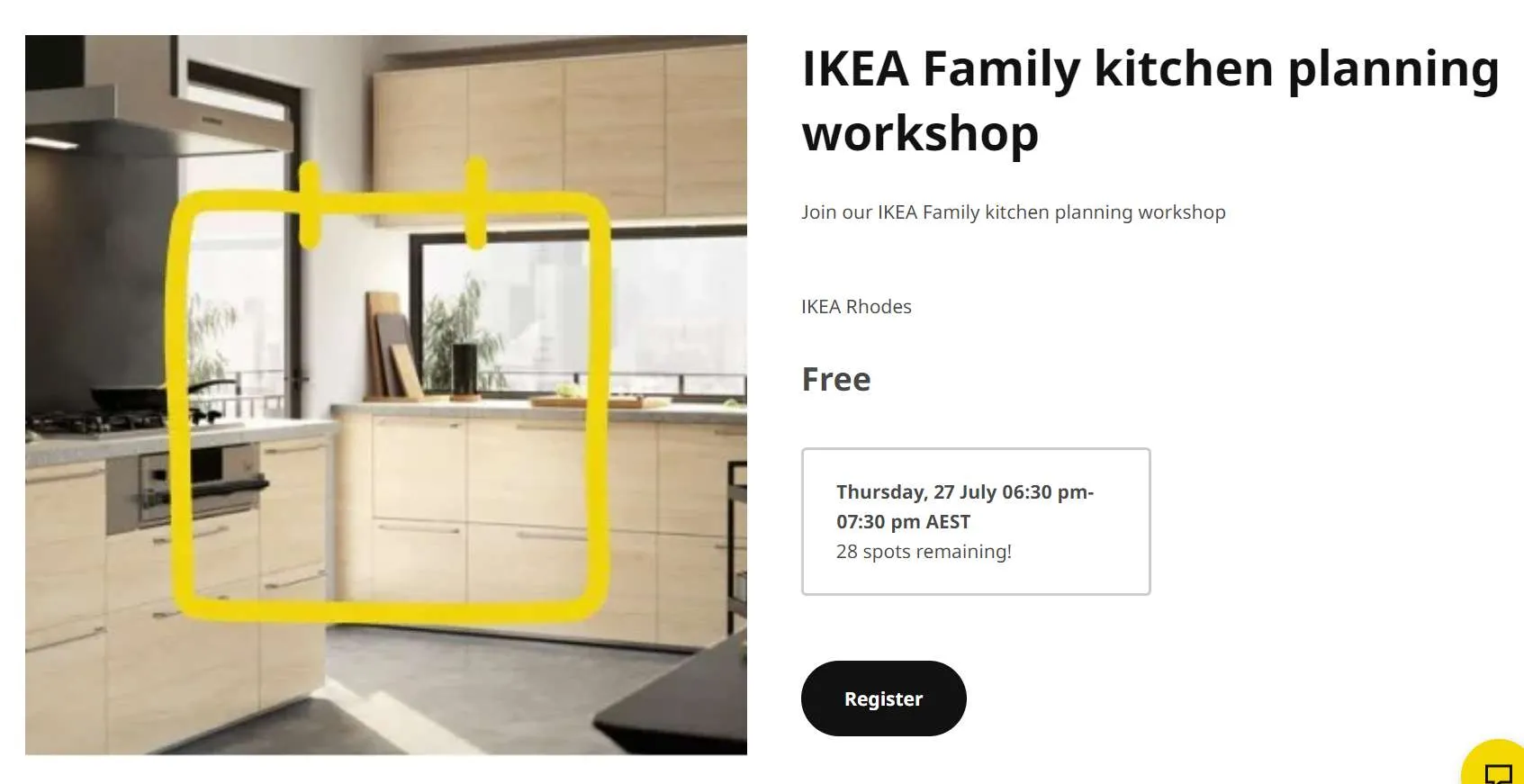 Example of an IKEA Family workshop booking