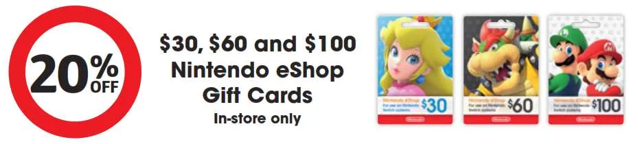 Coles listing for discount Nintendo cards