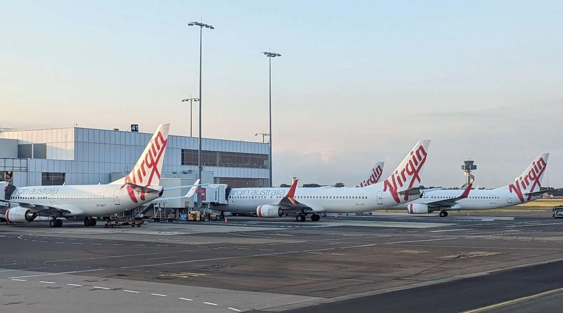 Virgin planes at an airport