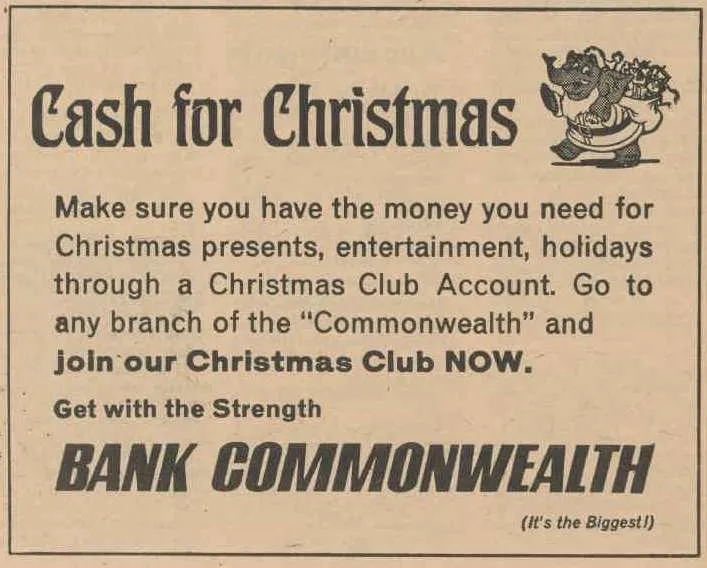 Christmas Club bank account ad