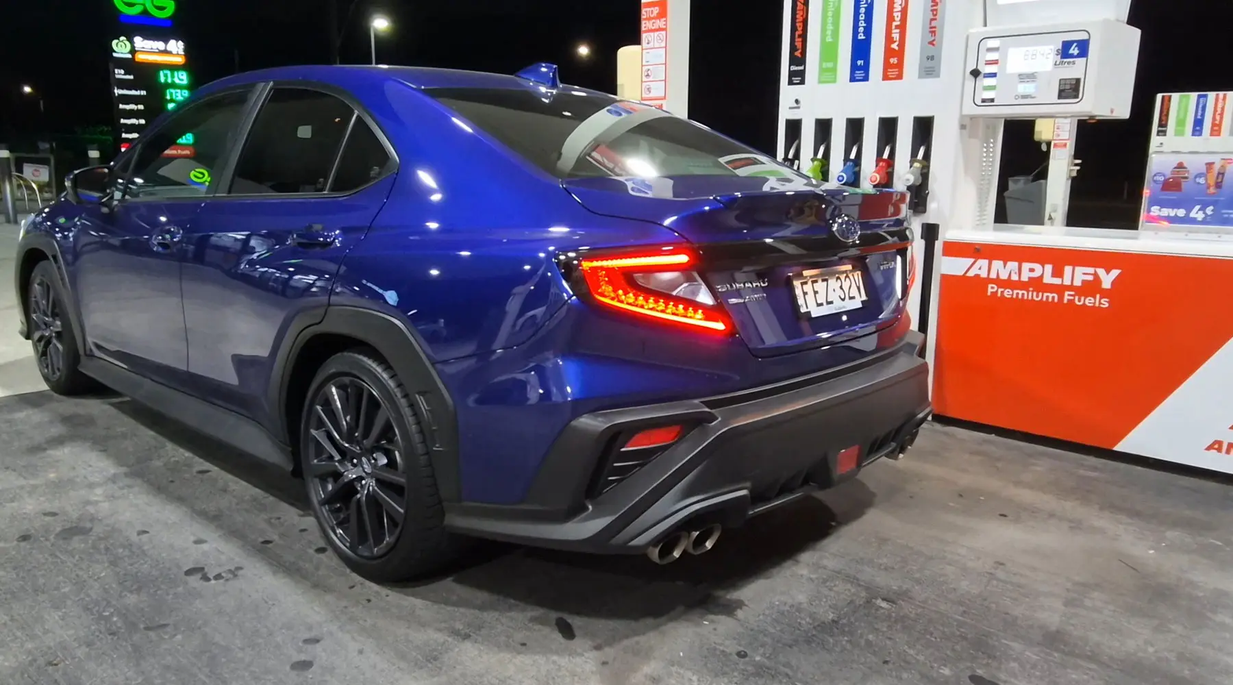 2024 Subaru WRX RS parked at petrol station