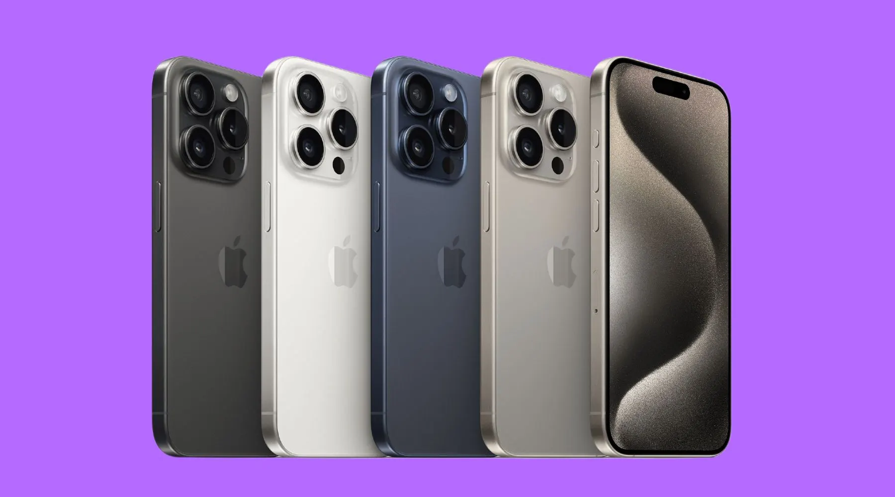 iphone 15 pro max phones against a purple background