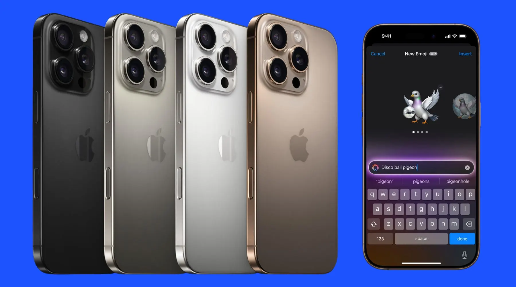 iPhone 16 Pro and 16 Pro Max models against a blue backdrop