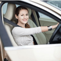 Woman driving car