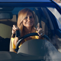 Woman holding car keys