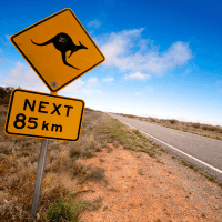 Kangaroo sign on the road