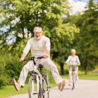 Old couple biking around