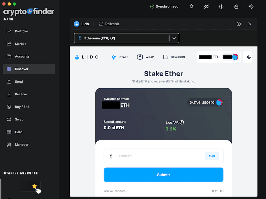 Staking ETH with the Ledger Live interface